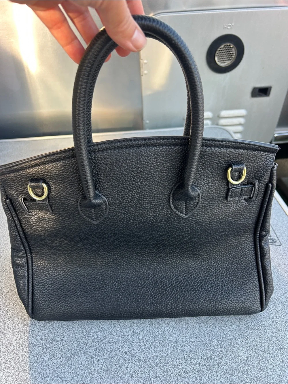 Classic Black Leather Satchel Handbag - Designer Style